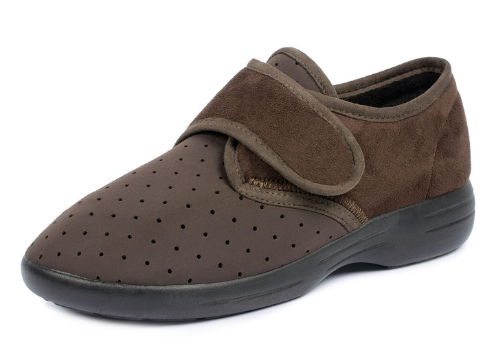 Halbschuhe - Aerosoft® Flex Stretch-Klettslipper von Jürgen Hirsch®, in Größe 036 bis 046, in Farbe BRAUN Ansicht 1