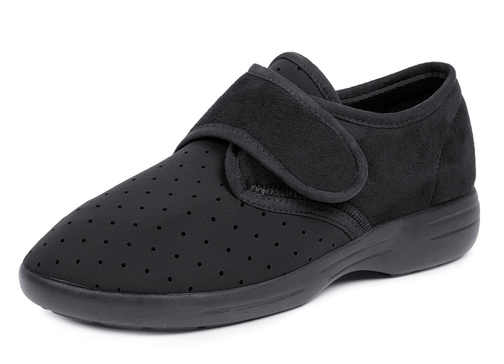 Halbschuhe - Aerosoft® Flex Stretch-Klettslipper von Jürgen Hirsch®, in Größe 036 bis 046, in Farbe SCHWARZ Ansicht 1