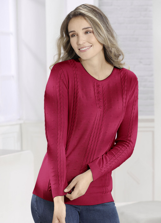 Pullover - Pullover in Feinstrick Pullover - Pullover in Feinstrick, in Größe 038 bis 054, in Farbe ROT