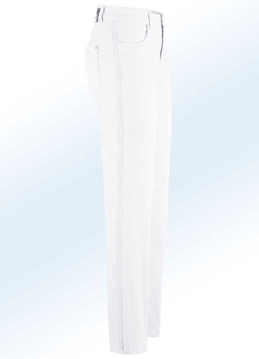 - Edel-Jeans mit Zierband und Strasssteinen, in Größe 017 bis 235, in Farbe WEISS Ansicht 1