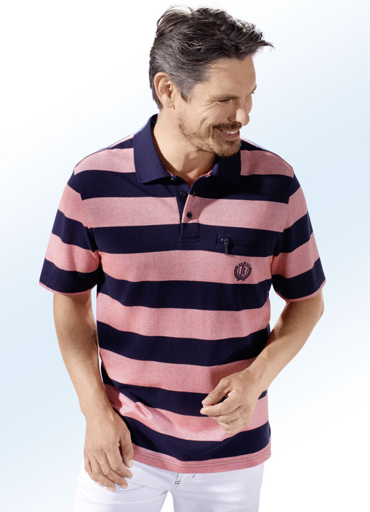 Hemden, Pullover & Shirts - Poloshirt in 2 Farben, in Größe 046 bis 062, in Farbe KORALLE-MARINE Ansicht 1