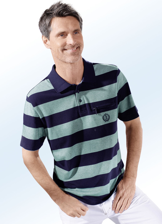 Hemden, Pullover & Shirts - Poloshirt in 2 Farben, in Größe 046 bis 062, in Farbe JADEGRÜN-MARINE Ansicht 1