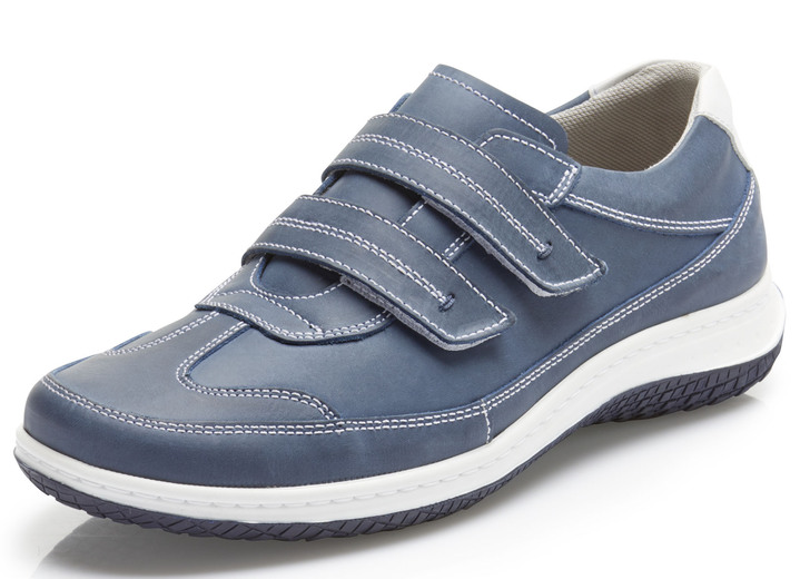 Slipper & Schnürschuhe - GINO GALANTE Sneaker mit zwei verstellbaren Klettspangen, in Größe 040 bis 046, in Farbe JEANS-WEISS