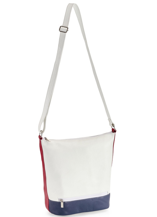 Taschen - Tasche aus Vollrind-Nappaleder , in Farbe WEIß-BLAU-ROT Ansicht 1