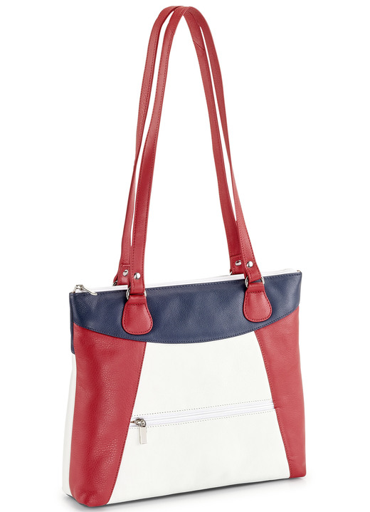 Taschen - Laurina Tasche aus Vollrind-Nappaleder, in Farbe WEISS-ROT-BLAU Ansicht 1