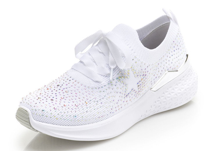 Komfortschuhe - Ara Sneaker mit trendigen Glitzersteinchen , in Größe 036 bis 042, in Farbe WEISS Ansicht 1