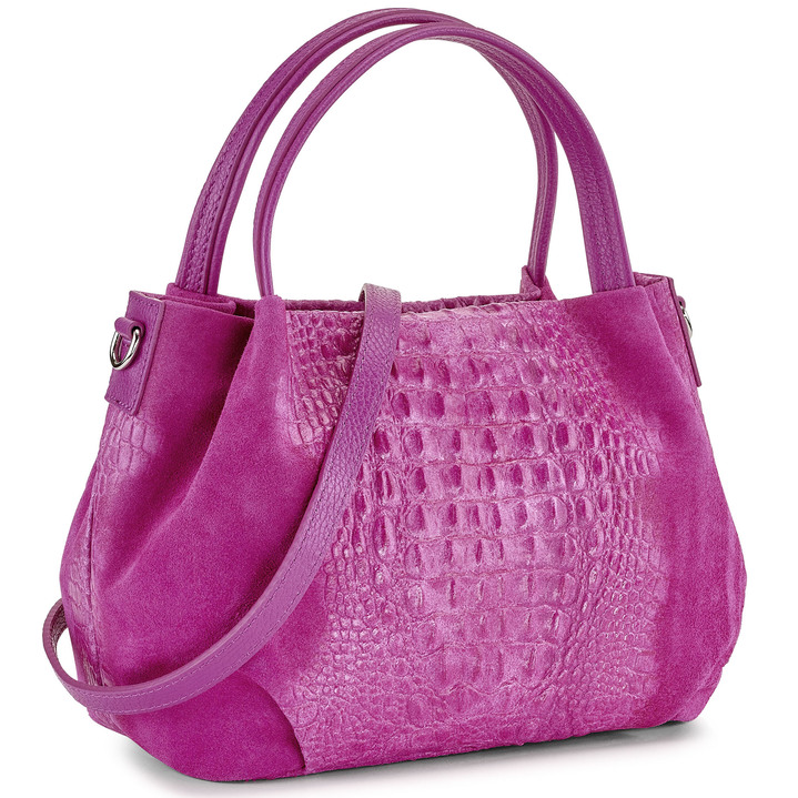 - Laurina Tasche mit raffinierter Reptilprägung, in Farbe PINK Ansicht 1