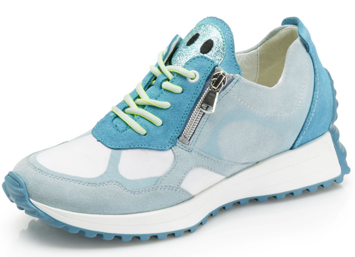 Komfortschuhe - Waldläufer Sneaker mit frecher Glitzer-Applikation, in Größe 3 1/2 bis 8, in Farbe TÜRKIS Ansicht 1