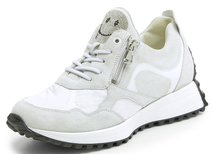 Komfortschuhe - Waldläufer Sneaker mit frecher Glitzer-Applikation, in Größe 3 1/2 bis 8, in Farbe EISGRAU-WEISS Ansicht 1