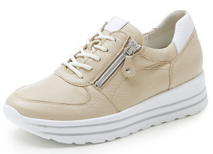 Komfortschuhe - Waldläufer Sneaker aus weichem Hirsch-Nappaleder, in Größe 3 1/2 bis 8, in Farbe SAND Ansicht 1