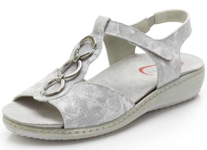 Komfortschuhe - Sandale mit Metallschmuck , in Größe 037 bis 042, in Farbe HELLGRAU Ansicht 1