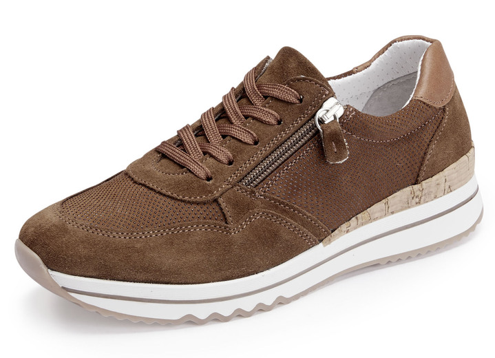 Komfortschuhe - ELENA EDEN Sneaker mit Schnürung und Seitenreißverschluss, in Größe 036 bis 042, in Farbe COGNAC Ansicht 1