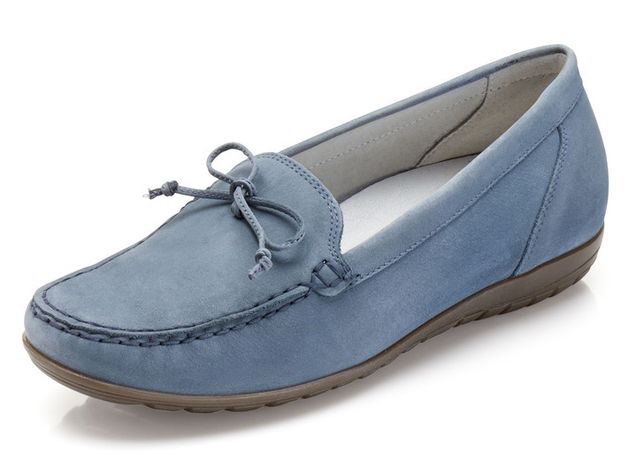 Komfortschuhe - Waldläufer Slipper mit Zierschleife, in Größe 3 1/2 bis 8, in Farbe JEANS Ansicht 1