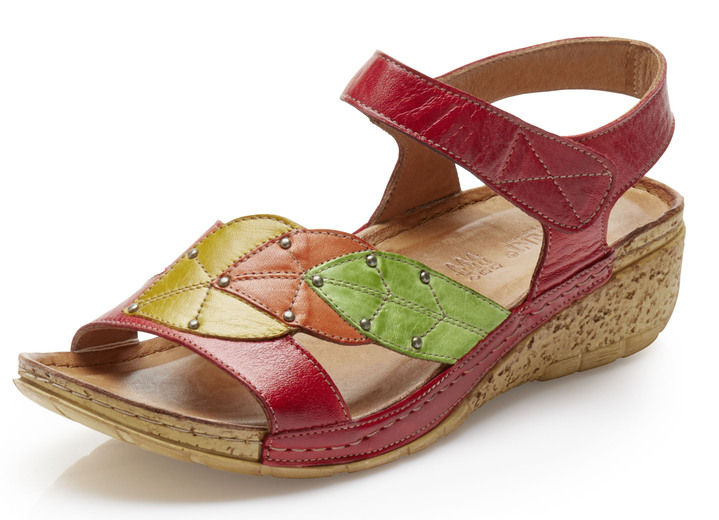 Komfortschuhe - Gemini Sandale mit Ziernieten, in Größe 036 bis 042, in Farbe ROT-BUNT Ansicht 1