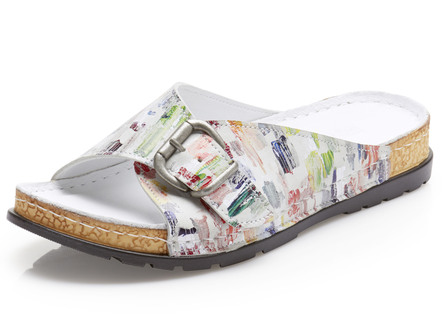 Gemini Pantolette mit bunt bedrucktem Rindleder