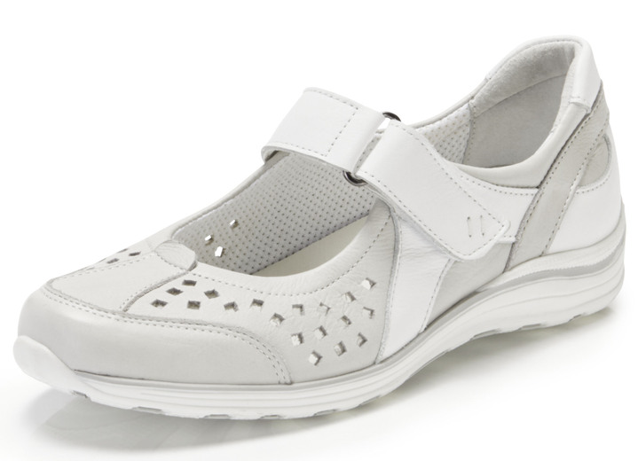Komfortschuhe - Toosoft Slipper mit zart schimmernden Besätzen , in Farbe EISGRAU-WEISS Ansicht 1