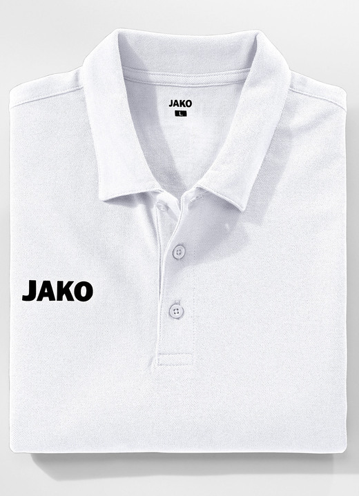 Sport- & Freizeitmode - Poloshirt von „Jako“ in 5 Farben, in Größe 3XL (58/60) bis XXL (56), in Farbe WEISS Ansicht 1