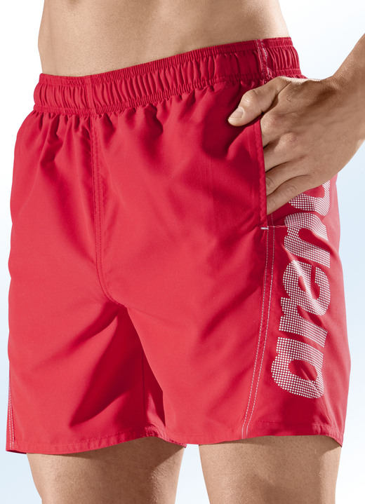 Herrenmode - Arena Zweierpack Badeshorts mit seitlichem Druck, Microfaser, in Größe 3XL (64/66) bis XXL (60/62), in Farbe 1X ROT, 1X SCHWARZ Ansicht 1