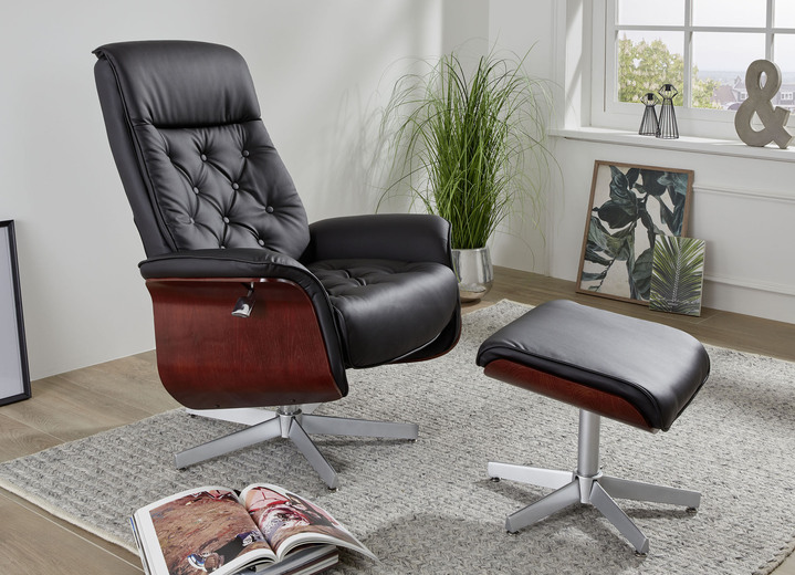 TV- & Relaxsessel - Relaxsessel mit Hocker, in Farbe SCHWARZ Ansicht 1