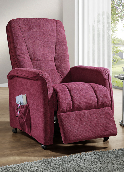 TV- & Relaxsessel - Bequemer TV-Sessel auf stabilem Holzgrundgestell, in Farbe ROT, in Ausführung TV-Sessel, mechanisch Ansicht 1