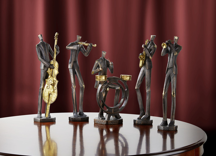 Figuren - Musiker mit goldfarbenen Akzenten, in Farbe SCHWARZ-GOLD, in Ausführung Trompeter Ansicht 1
