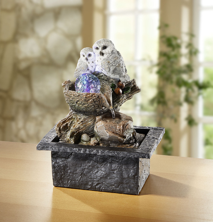 Wohnaccessoires - Beleuchteter Zimmerbrunnen, in Farbe GRAU-WEISS