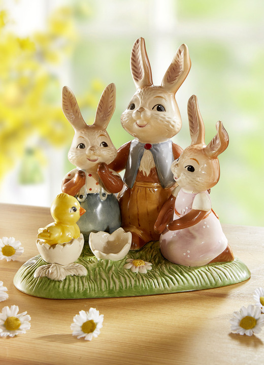Goebel-Figuren - Zauberhafte Hasenfamilie aus Feinsteingut, in Farbe BUNT