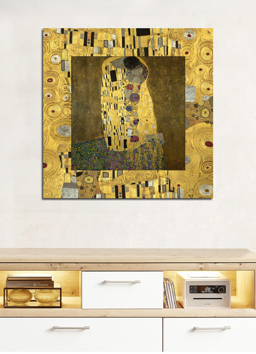 Wohnen mit Stil - Bild Der Kuß des Künstlers Gustav Klimt, in Farbe GOLD, in Ausführung Bild klein Ansicht 1