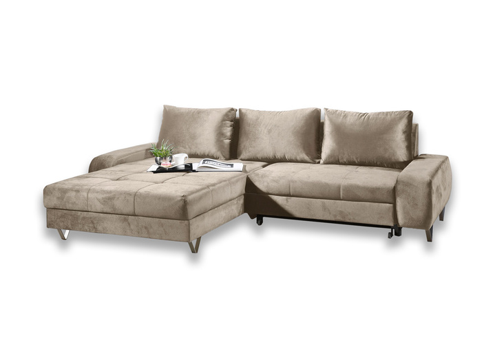 - Polsterecke mit Bettfunktion und Bettkasten, in Farbe CREME Ansicht 1