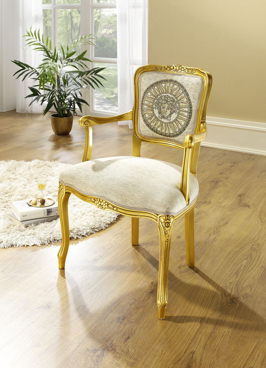 Stilmöbel - Armlehnenstuhl mit Federkernpolsterung, in Farbe GOLD-BEIGE Ansicht 1
