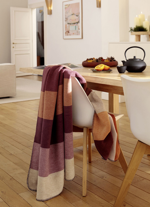 - Wohndecke mit Streifen und Häkelsaum, in Farbe MULTICOLOR Ansicht 1