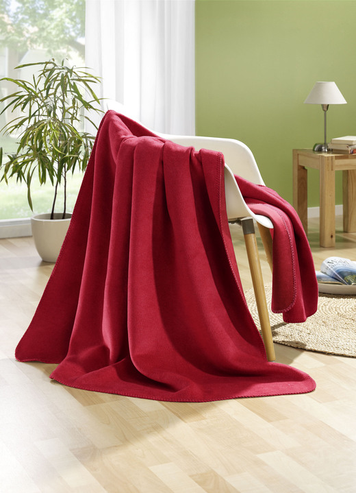 Decken - Wohndecke mit Festonstich-Einfassung, in Farbe ROT Ansicht 1