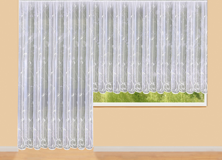 Klassisch - Lichtdurchlässiger Store mit Universalschienenband, in Größe 130 (Blumenfenster-Store, H100xB300 cm) bis 260 (Lang-Store, H245xB300 cm), in Farbe WEISS Ansicht 1