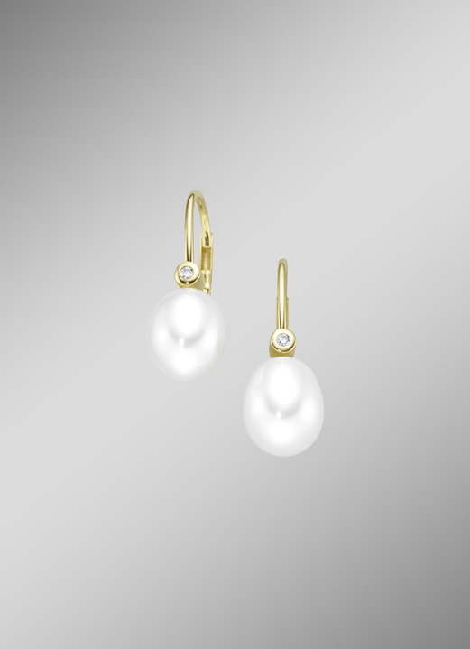 mit Perlen - Ohrringe mit Süßwasser-Zuchtperlen, in Farbe  Ansicht 1
