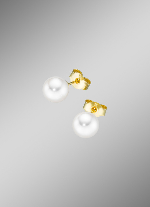 mit Perlen - Elegante Ohrstecker aus Gold mit Akoya-Perlen, in Farbe  Ansicht 1