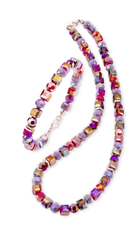 - Schmuck-Set mit Kristallsteinen, 2-teilig, in Farbe ROT-LAVENDEL Ansicht 1