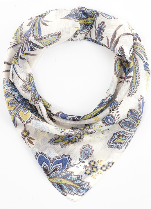Tücher & Schals - Nickituch mit Floraldessin, in Farbe CREME-TÜRKIS Ansicht 1