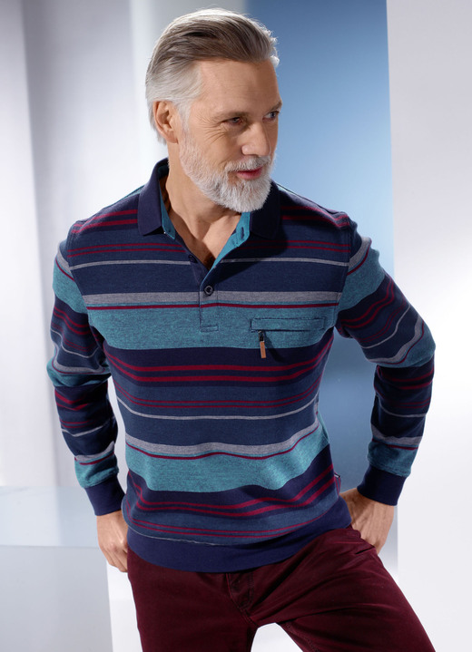 Hemden, Pullover & Shirts - Sweatshirt von „Hajo“, in Größe 046 bis 062, in Farbe MARINE-PETROL-ROT
