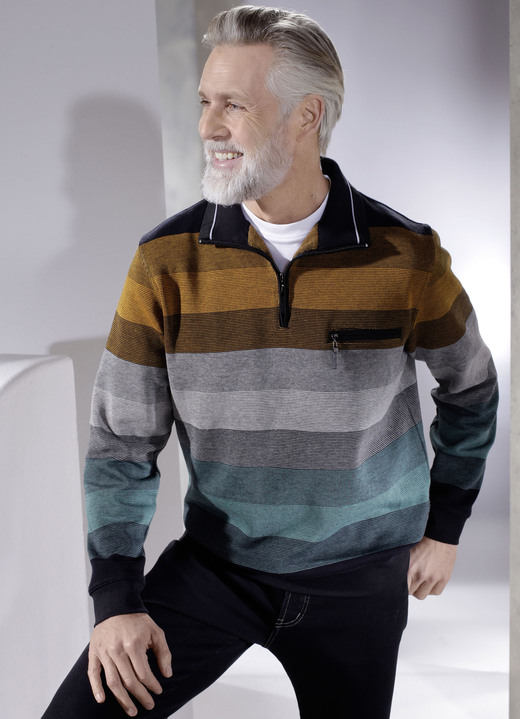 Hemden, Pullover & Shirts - Sweatshirt von „Hajo“, in Größe 046 bis 062, in Farbe ROST-ANTHRAZIT-PETROL