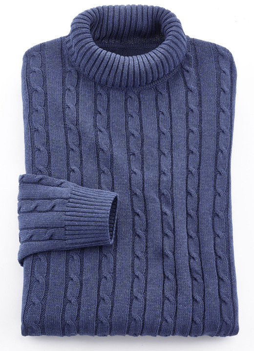 Hemden, Pullover & Shirts - Rollkragenpullover in 5 Farben, in Größe 046 bis 062, in Farbe JEANSBLAU Ansicht 1