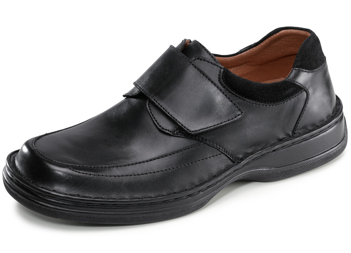 Slipper & Schnürschuhe - GINO GALANTE Slipper mit Klettspange, in Größe 039 bis 045, in Farbe SCHWARZ