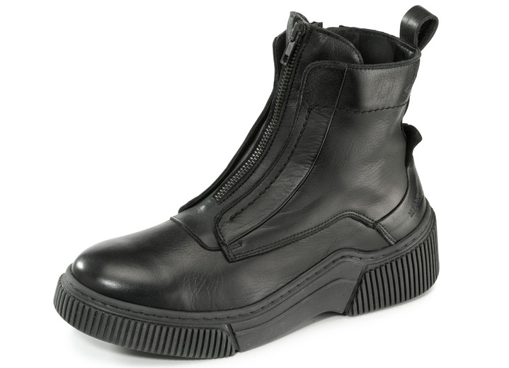 Komfortschuhe - Libelle Bootie aus Nappaleder mit Zier-Reißverschluss, in Größe 036 bis 042, in Farbe SCHWARZ Ansicht 1