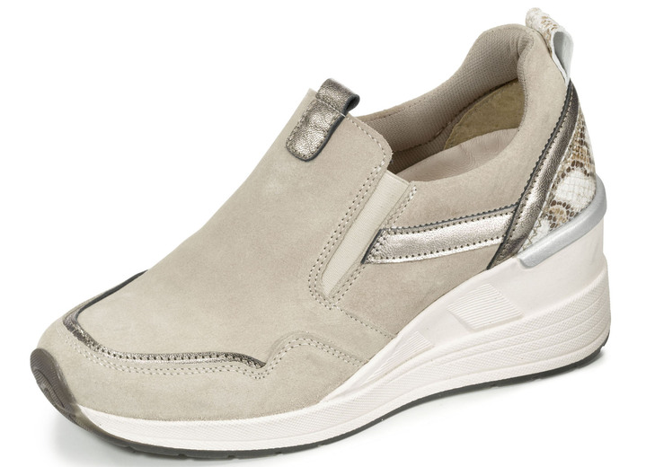 Komfortschuhe - Slipper aus Rind-Veloursleder, in Größe 036 bis 042, in Farbe BEIGE Ansicht 1