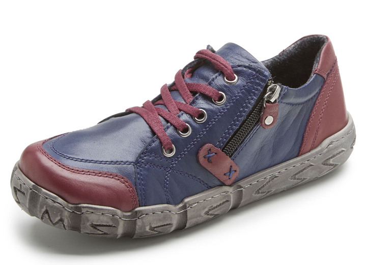 Slipper & Schnürschuhe - Andrea Conti Schnür-Sneaker aus weichem Nappaleder, in Größe 037 bis 040, in Farbe MARINE-BURGUND Ansicht 1