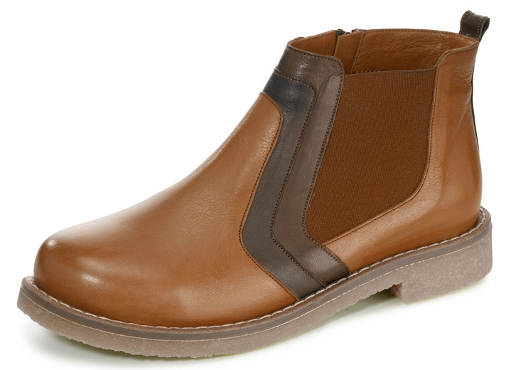 - Gemini Stiefelette mit dekorativem Einsatz, in Größe 036 bis 042, in Farbe COGNAC-BRAUN Ansicht 1