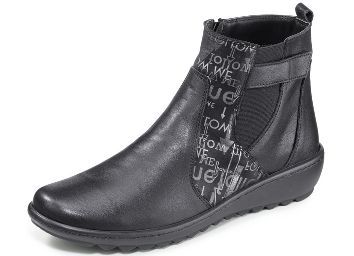 - Gemini Stiefelette aus teilweise bedrucktem Rind-Nappaleder, in Größe 036 bis 042, in Farbe SCHWARZ Ansicht 1