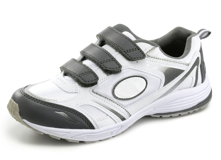 Slipper & Schnürschuhe - Klett-Sneaker in sportlicher Ausführung, in Größe 036 bis 041, in Farbe WEISS-GRAU Ansicht 1
