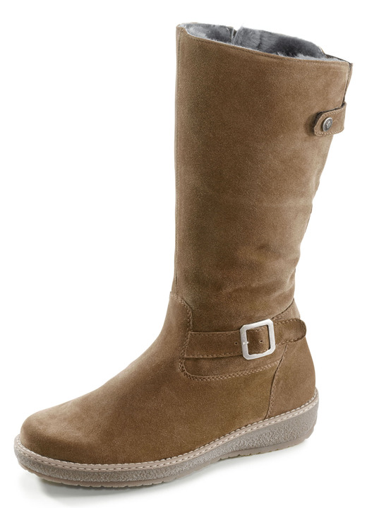 Komfortschuhe - Waldläufer, gefütterte Damen-Stiefel, Winterschuhe, Weite H, mit Lammfell, in Größe 4 1/2 bis 9, in Farbe COGNAC Ansicht 1