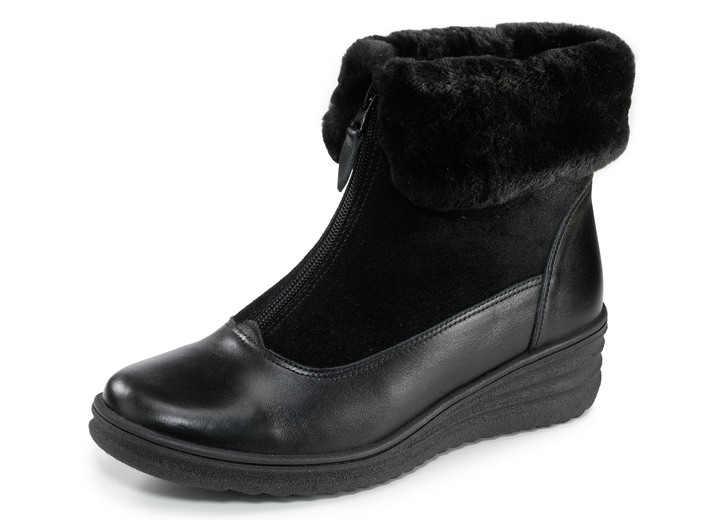 - Stiefeletten mit flauschigem Lammfellkragen, in Größe 036 bis 041, in Farbe SCHWARZ Ansicht 1