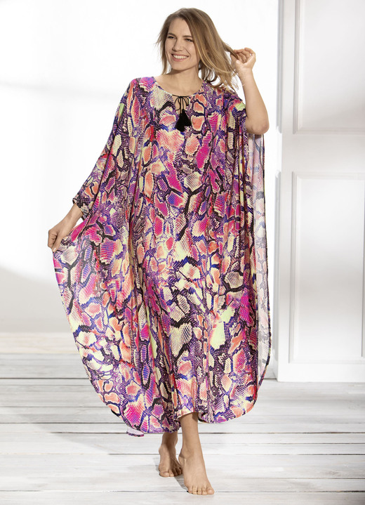 Damenmode - Kaftan von Comodo in Schlupfform, in Größe L bis XL, in Farbe LILA-PINK-BUNT